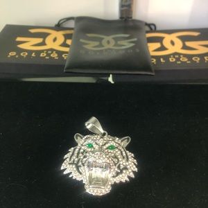 Stainless steel green tiger pendant